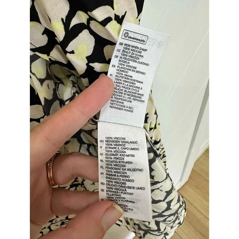 NWT & Other Stories Black and White printed midi dress long sleeve size 0 - Picture 8 of 14